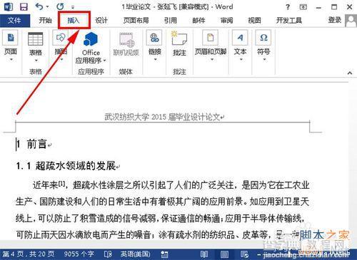 word2013如何从某一页开始插入页码?6