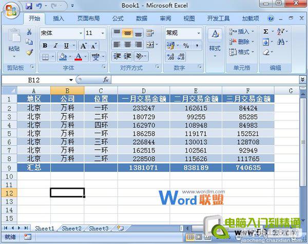 巧妙套用Excel2007表格样式快速进行数据汇总7