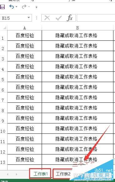 如何隐藏或显示Excel文档的工作表格 Excel文档的工作表格隐藏或显示方法1