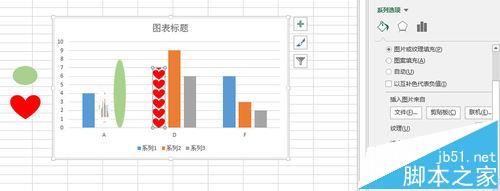 Excel图表怎么将柱形图表形状改变成心形显示?6