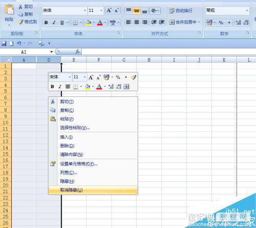 在EXCEL表格中如何隐藏特定的行列?6