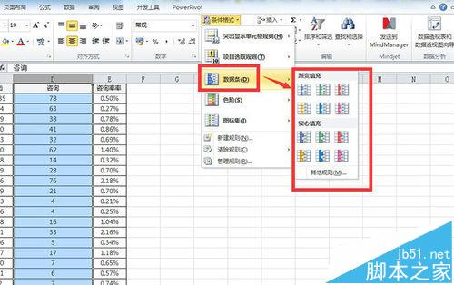 Excel2010表格中的数据怎么添加数据条?8