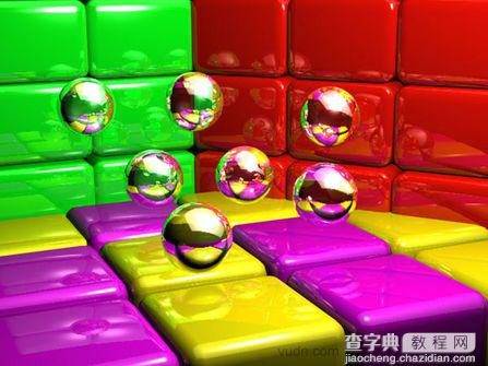 3DsMAX实例：立体彩块和透明亮球1