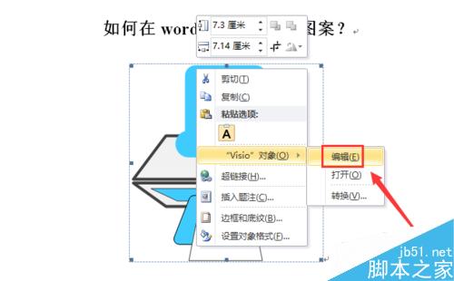 在word文档中怎么编辑visio图案?5