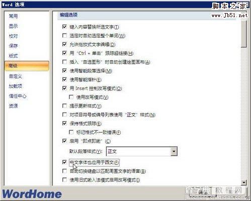在Word2007中如何设置“中文字体也应用于西文”的功能2