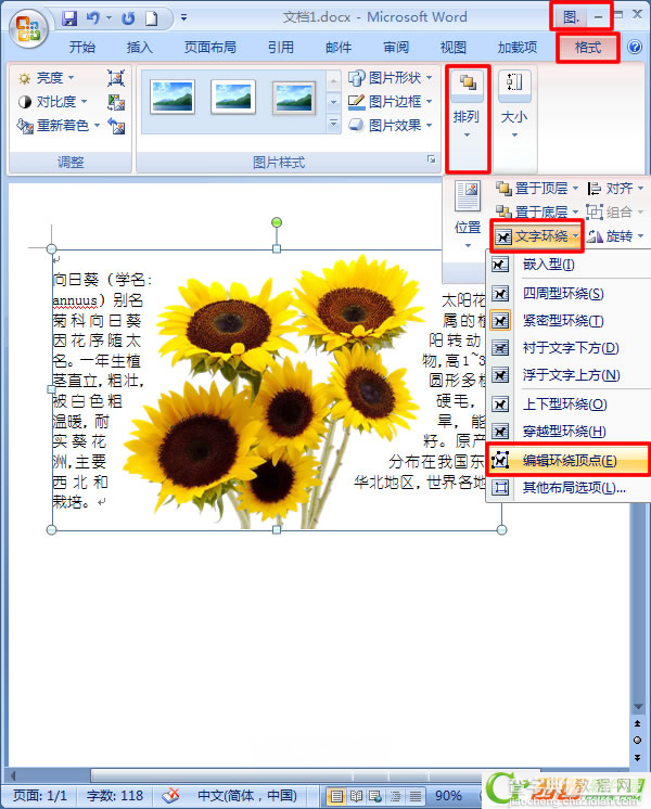 Word2007中如何让文字紧挨图片4