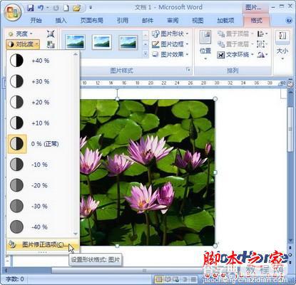 在Word2007中设置图片对比度的技巧介绍2