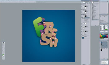 PS与3D合作打造出时尚花纹立体字9