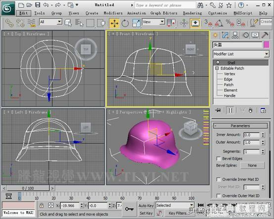 使用3D MAX2011中的面片建模的方法完成头盔建模制作28