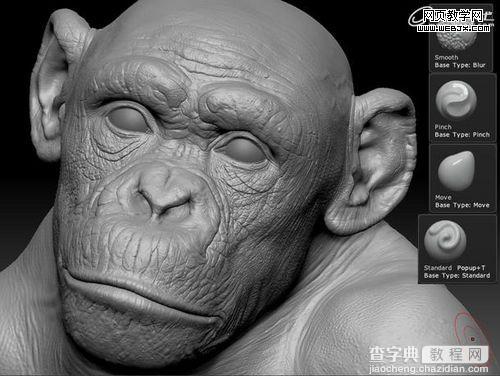 3Ds Max制作逼真的黑猩猩的雕刻模型教程3