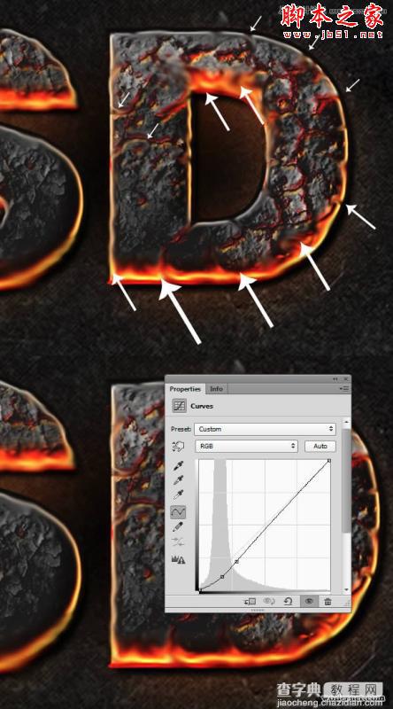 Photoshop设计制作燃烧岩石效果的立体字教程25