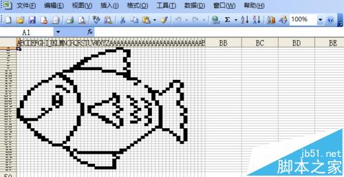 excel表格中怎么绘制一条简笔画小鱼?11
