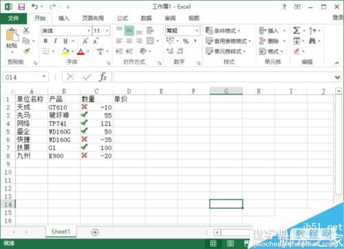 Excel2013怎么设置正数打勾、负数打叉的对错标记?1