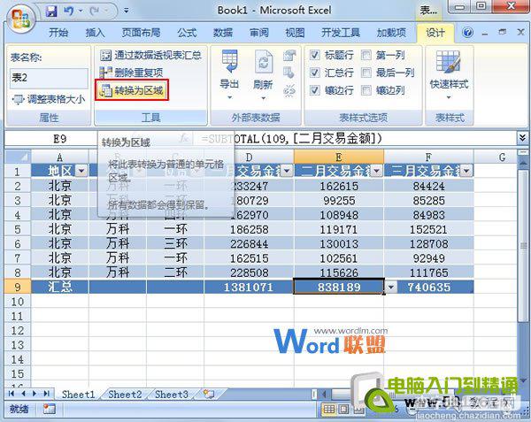 巧妙套用Excel2007表格样式快速进行数据汇总6