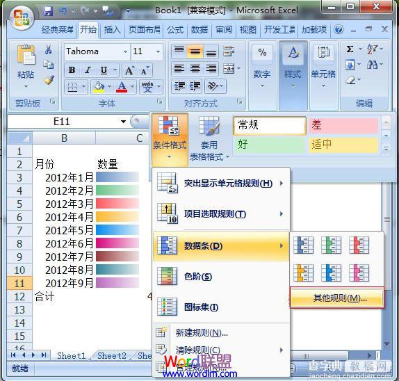 教你在Excel2007中制作出多彩的单元格数据2