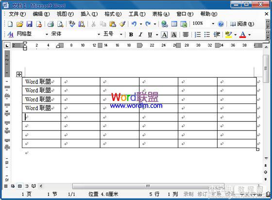 Word2003文档中如何将一个表格拆分成两个表格最快方法的图文介绍2