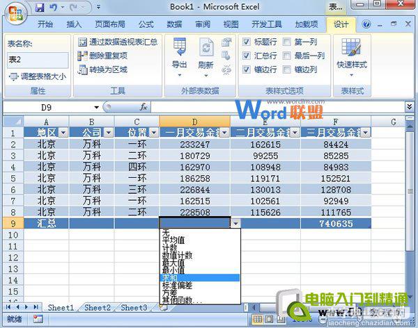 巧妙套用Excel2007表格样式快速进行数据汇总5