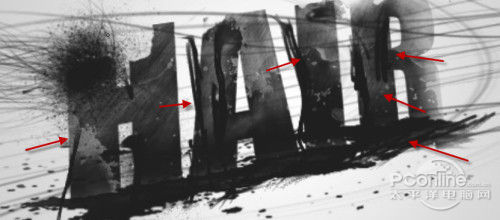 Photoshop使用笔刷制作个性的红色彩丝喷溅字18