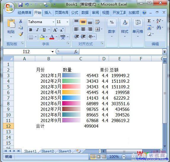 教你在Excel2007中制作出多彩的单元格数据4