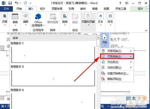 word2013如何从某一页开始插入页码?16