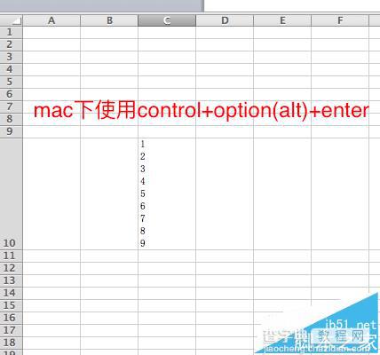 mac系统中的excel怎么在单元格内回车换行?6