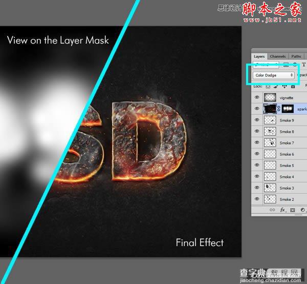 Photoshop设计制作燃烧岩石效果的立体字教程32