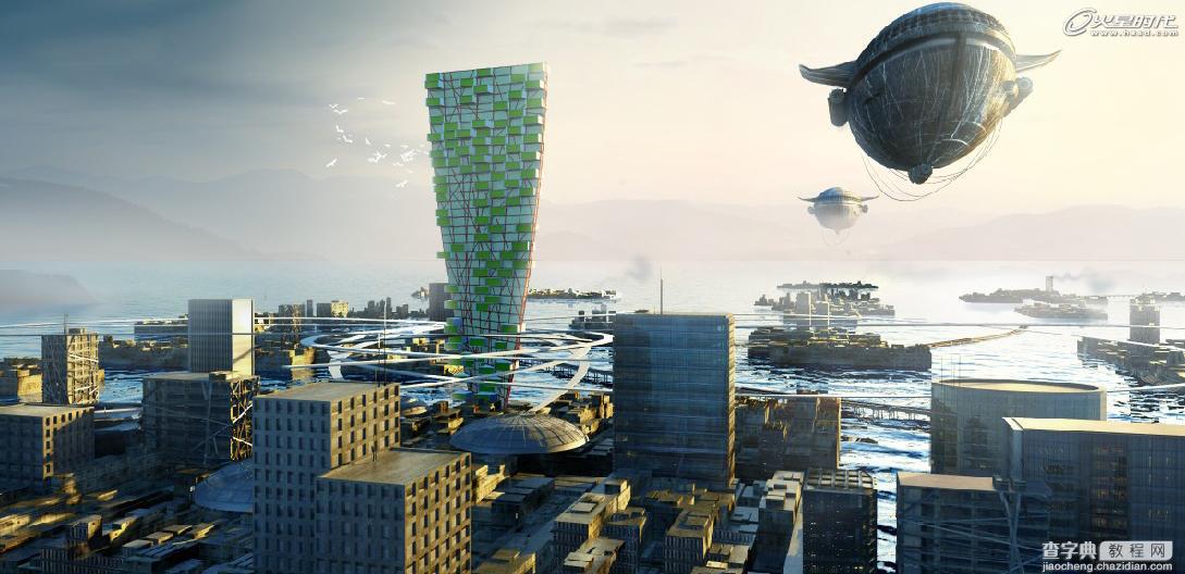 3DSMAX制作超酷的未来概念城市模型教程28