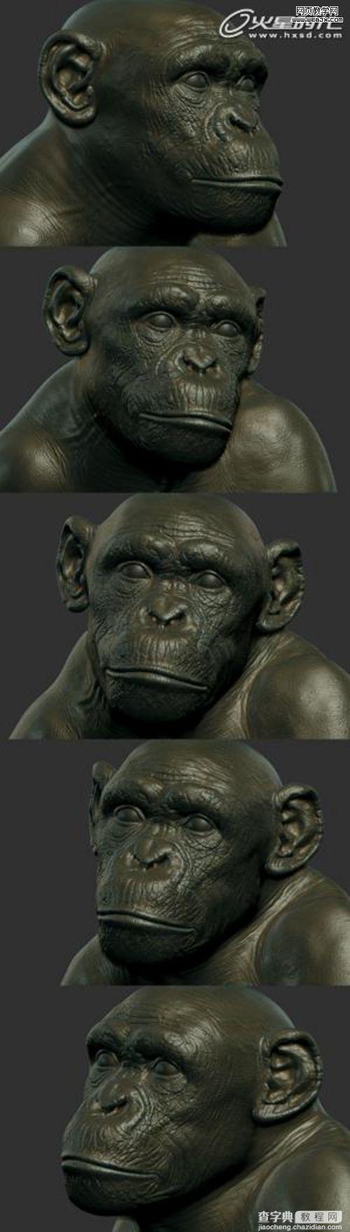 3Ds Max制作逼真的黑猩猩的雕刻模型教程4