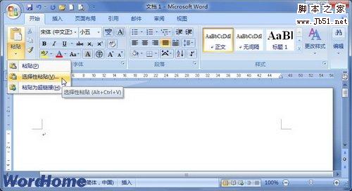 在Word2007中以粘贴链接形式链接文件的方法步骤1