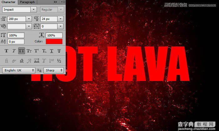 Photoshop制作红色的燃烧火焰字教程6