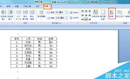 word文档总成绩如何实现升序和降序?2