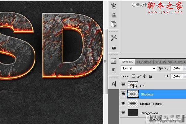 Photoshop设计制作燃烧岩石效果的立体字教程22
