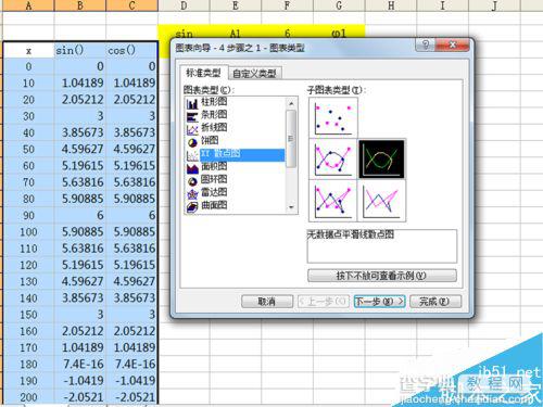 excel制作动态的正余弦函数曲线图像9