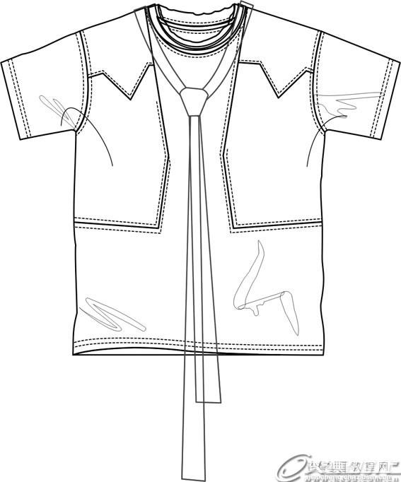 CorelDRAW绘制男士夏装款式图24