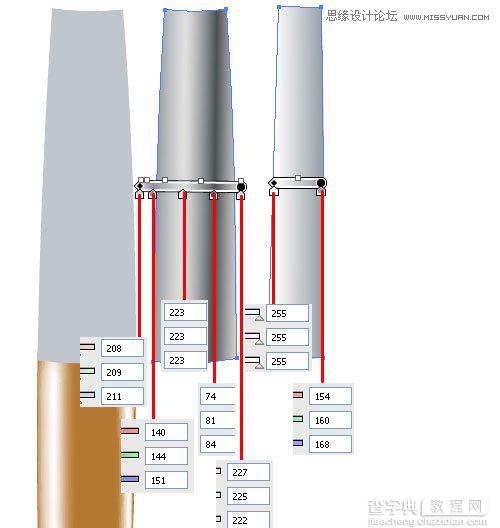 教你用Illustrator创建有钢笔和铅笔的逼真笔筒图标教程52