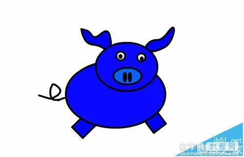 flash怎么绘制宝蓝色的卡通小猪?12