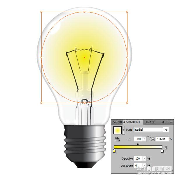 Illustrator鼠绘有钨丝的矢量白炽灯泡17