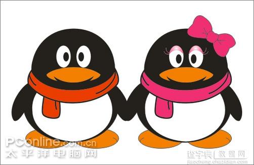 Coreldraw教程：绘制可爱的情侣QQ企鹅1