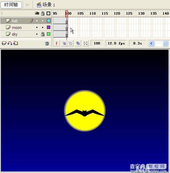 Flash制作蝙蝠在月夜里飞翔的动画18