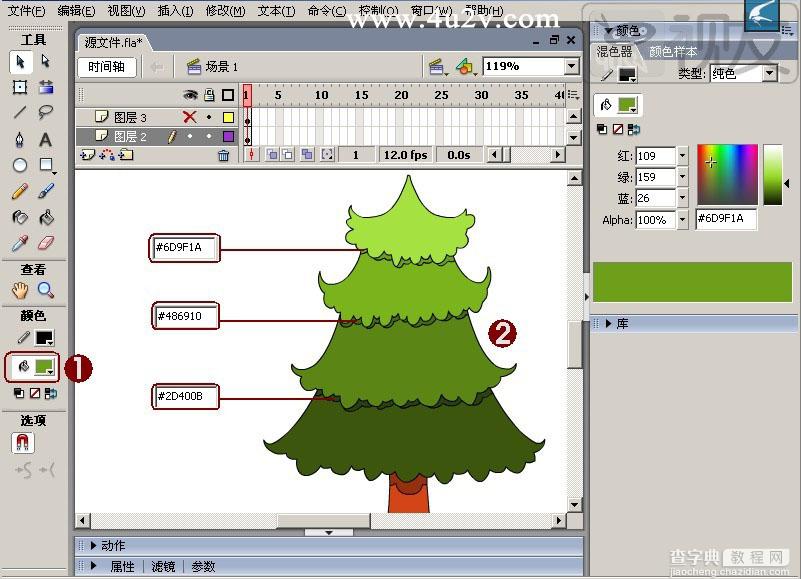 Flash设计制作卡通风格的圣诞树实例教程12