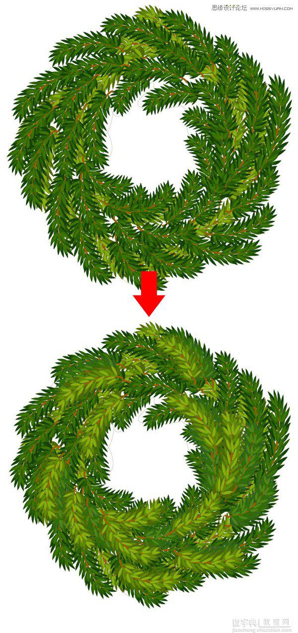 Illustrator(AI)设计绘制精致的圣诞节花环实例教程8