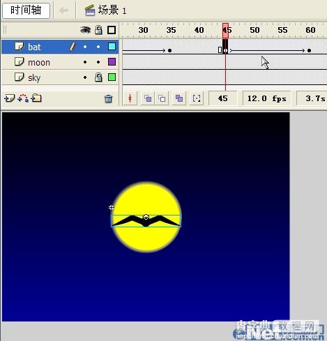 Flash制作蝙蝠在月夜里飞翔的动画23
