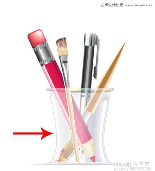 教你用Illustrator创建有钢笔和铅笔的逼真笔筒图标教程59