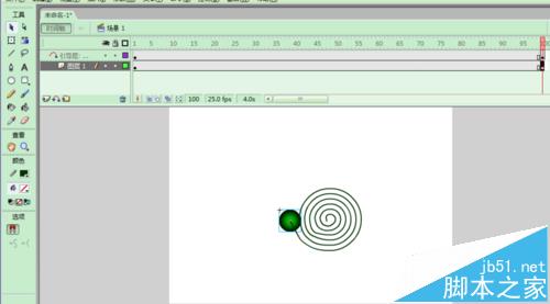 FLASH中怎么制作小球的螺旋运动动画?11