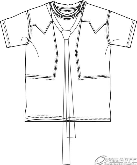 CorelDRAW绘制男士夏装款式图22