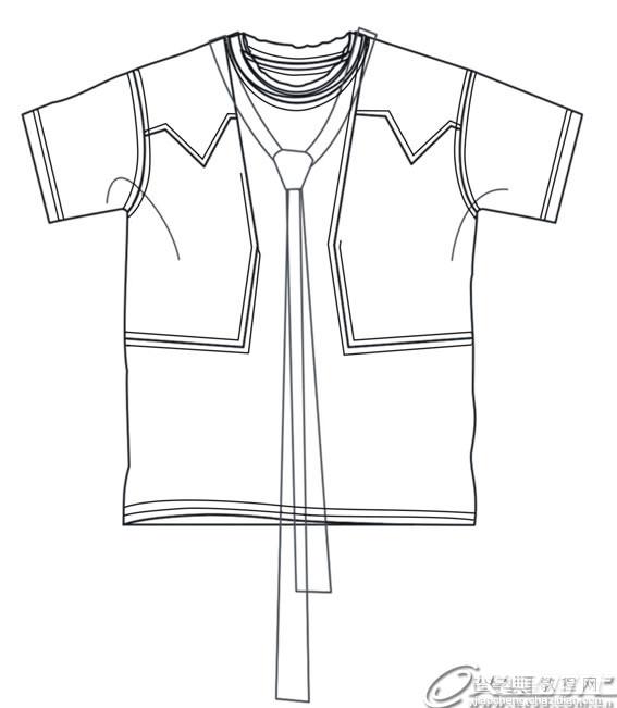 CorelDRAW绘制男士夏装款式图18