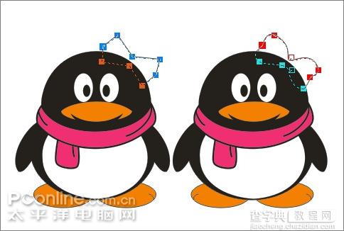 Coreldraw教程：绘制可爱的情侣QQ企鹅27