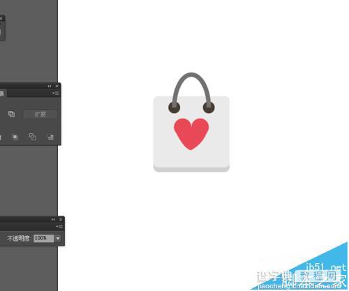 Ai怎么绘制一个简单的爱心袋子图标?7