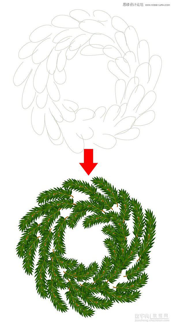 Illustrator(AI)设计绘制精致的圣诞节花环实例教程7