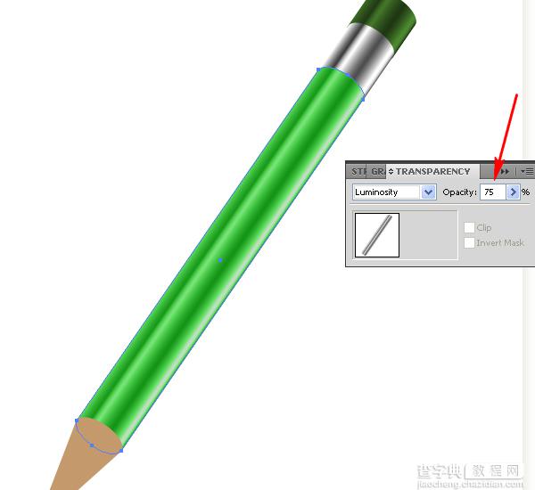 Illustrator绘制逼真的绿色铅笔效果图11